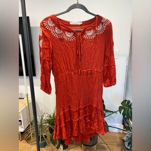 Womens SOLITAIRE Embroidery Burnt Orange* Dress